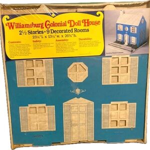 Vintage Large Wiliamsburg Colonial Doll House 2½ Stories • 9 Decorated Rooms